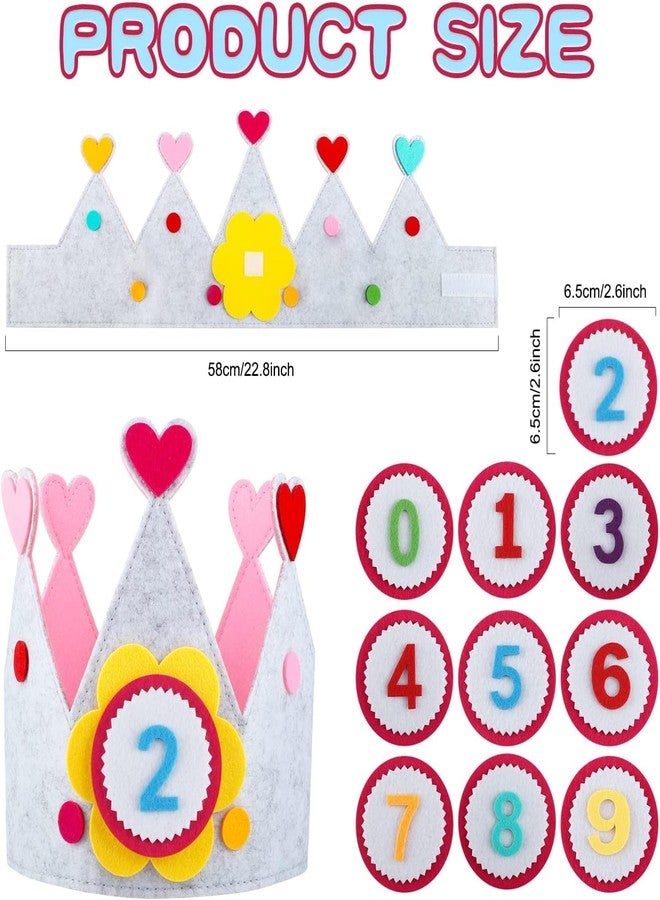 Incrizma Reusable Birthday Party Hat Crown for Kids, Felt HappyBirthday Hat with Adjustable Velcro, Girls Boys Baby Photo Props, Birthday Party Tiara for Children Aged 1-9 (Multi color - Pink) - Image 5